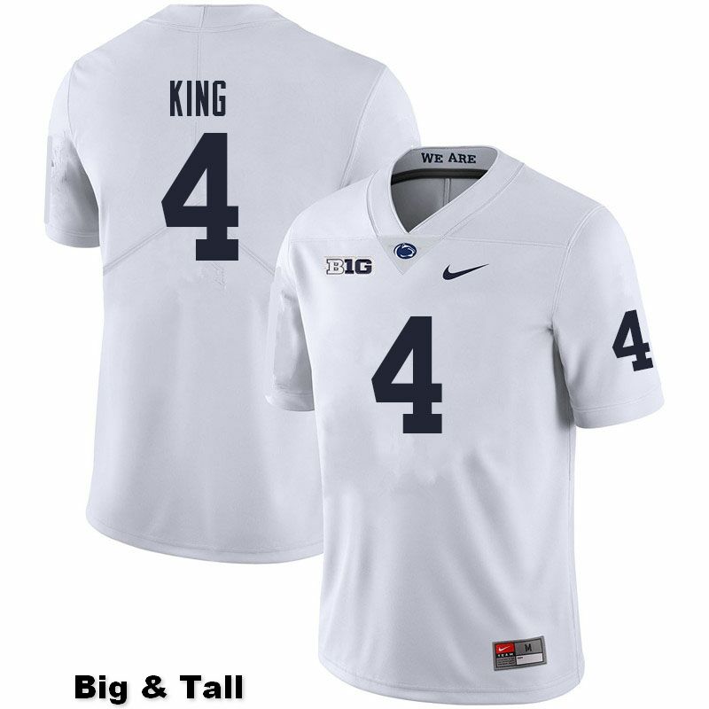 NCAA Nike Men's Penn State Nittany Lions Kalen King #4 College Football Authentic Big & Tall White Stitched Jersey TBG0198PY